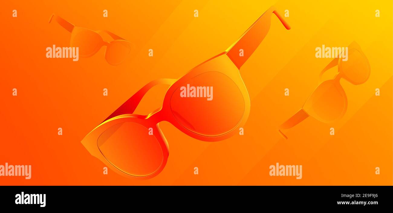 Lunettes de soleil colorées. Arrière-plan abstrait avec lunettes 3d. Bannière du produit. Art et mode. Illustration vectorielle. Illustration de Vecteur