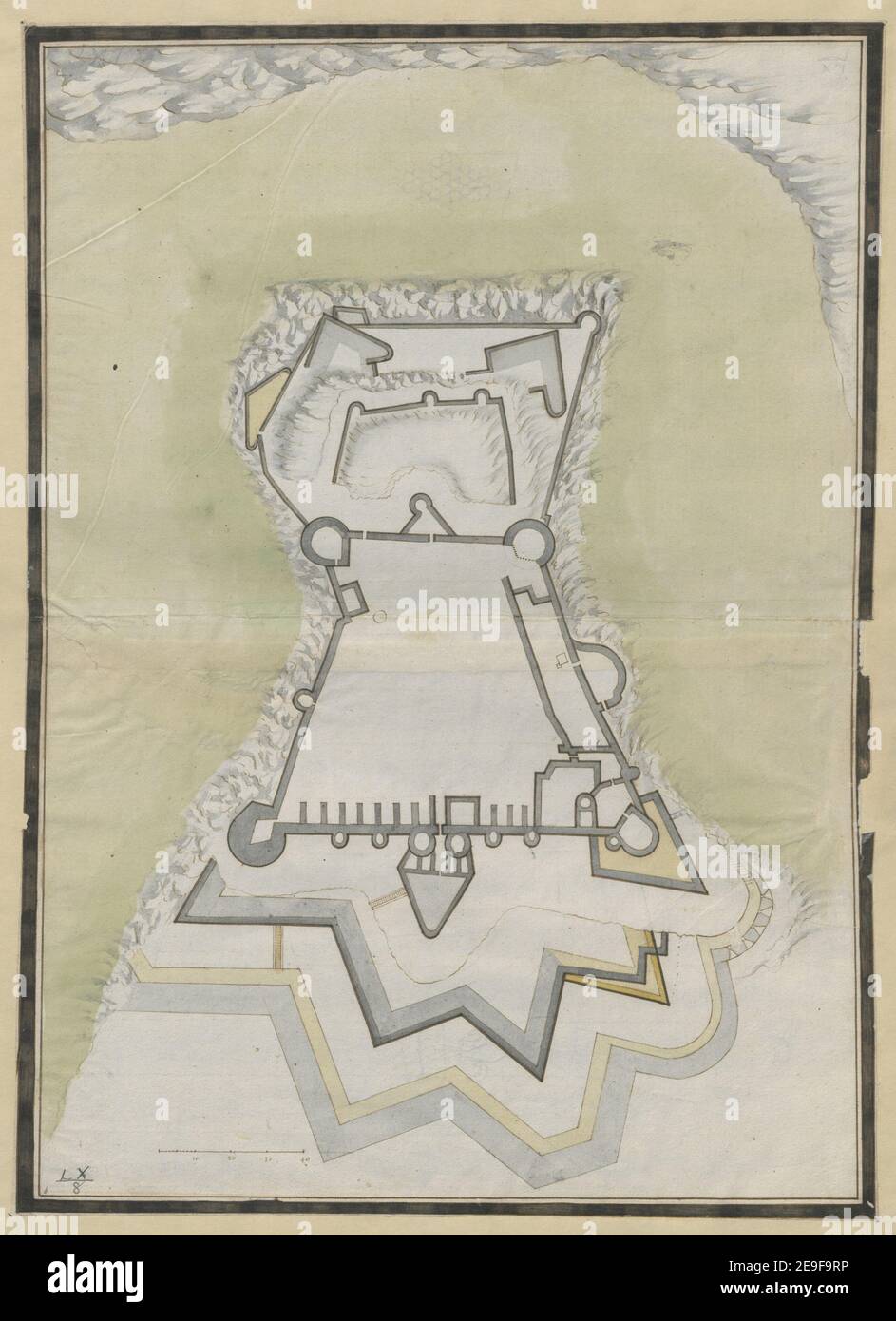 Brest. Information sur la carte: Titre: Brest. 60.8. Date de publication: [Vers 1720] Type d'article: 1 carte Moyen: Encre et lavage Dimensions: 46 x 32.7 cm ancien propriétaire: George III, Roi de Grande-Bretagne, 1738-1820 Banque D'Images