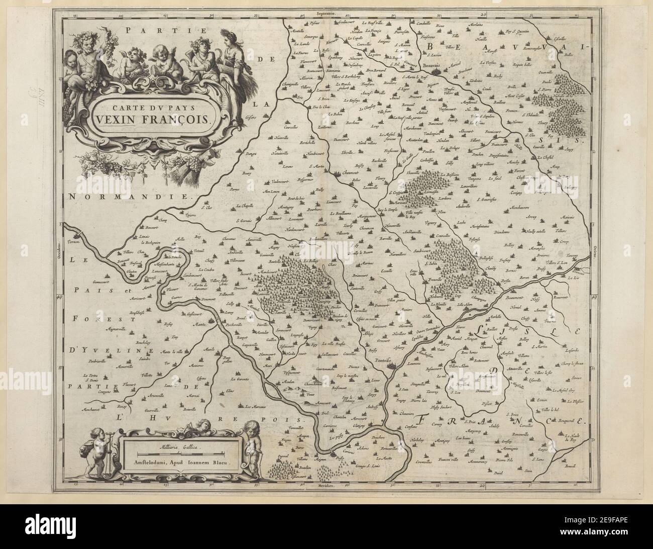 CARTE DV PAYE VEXIN FRANCÃSSOIS. Auteur Blaeu, Joan 63.59. Lieu de publication: Amstelodami Editeur: Apud Ioannem Blaeu, Date de publication: [Entre 1611 et 1673] Type d'article: 1 carte Moyen: Gravure en plaques Dimensions: 42.5 x 48.3 cm ancien propriétaire: George III, Roi de Grande-Bretagne, 1738-1820 Banque D'Images