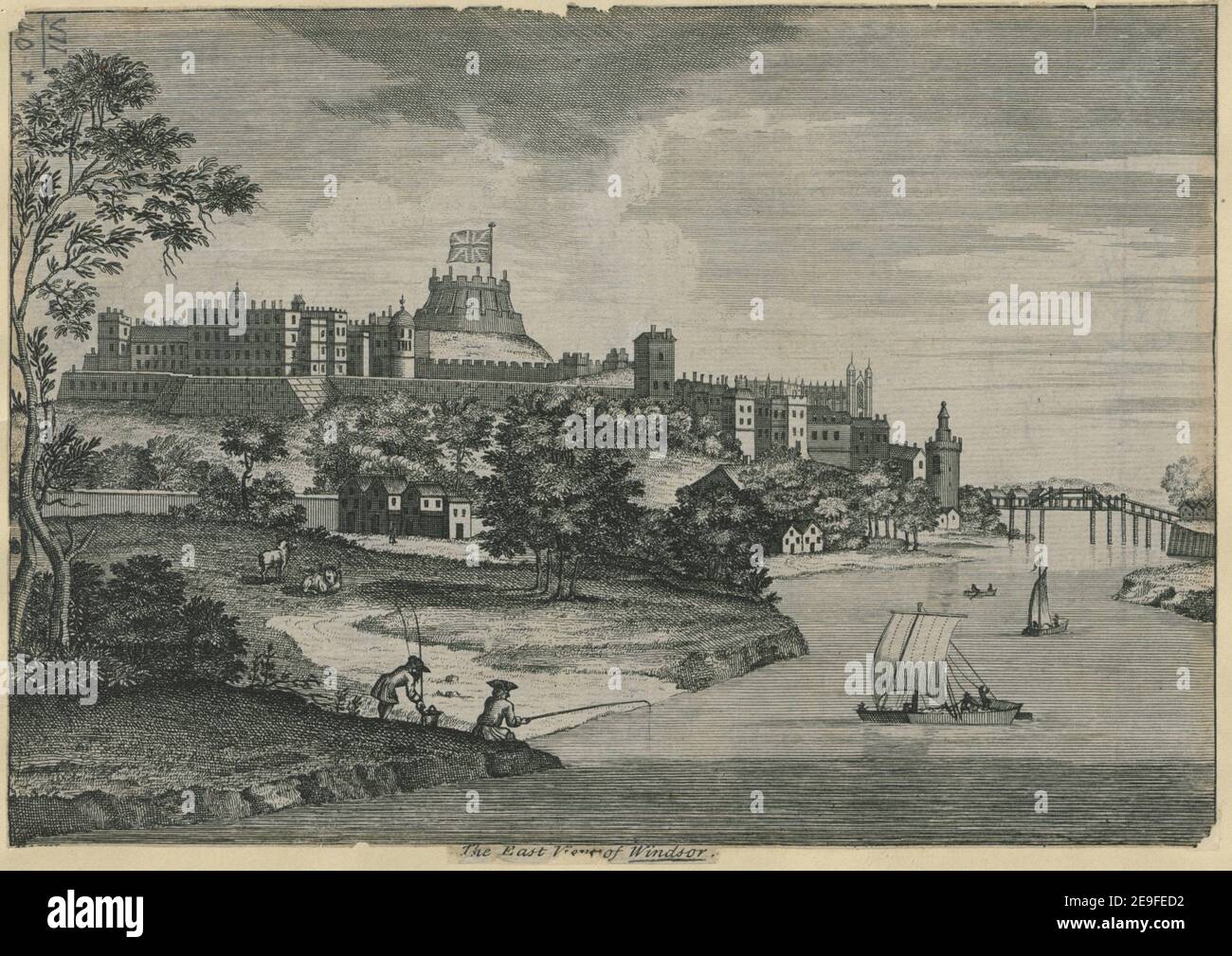 Vue est de Windsor. Informations visuelles : titre : la vue est de Windsor. 7.40.r. Type d'article: 1 imprimé Moyen: Gravure et gravure Dimensions: Feuille 15.8 x 22.8 cm ancien propriétaire: George III, Roi de Grande-Bretagne, 1738-1820 Banque D'Images