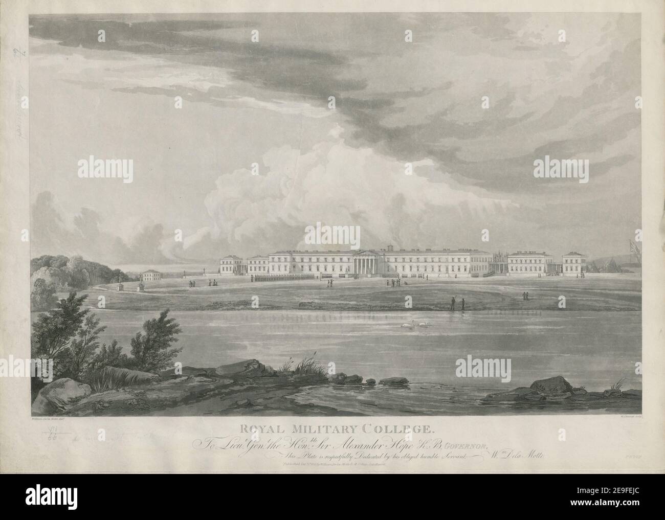 COLLÈGE MILITAIRE ROYAL. Auteur Bennett, W. J. 7.66. Lieu de publication: [Sandhurst] Éditeur: Publié le 1.St 1813, par William de la Motte R. M. College Sandhurst. / PREUVE Date de publication: [1813] Type d'article: 1 imprimé Moyen: Gravure et aquatint Dimensions: Feuille 44.2 x 61.72 cm (taillé dans un platemark) ancien propriétaire: George III, Roi de Grande-Bretagne, 1738-1820 Banque D'Images