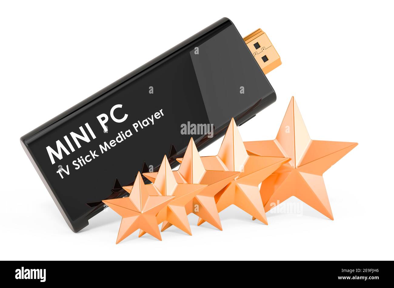 Évaluation client de la clé électronique Mini PC TV. Rendu 3D isolé sur fond blanc Banque D'Images