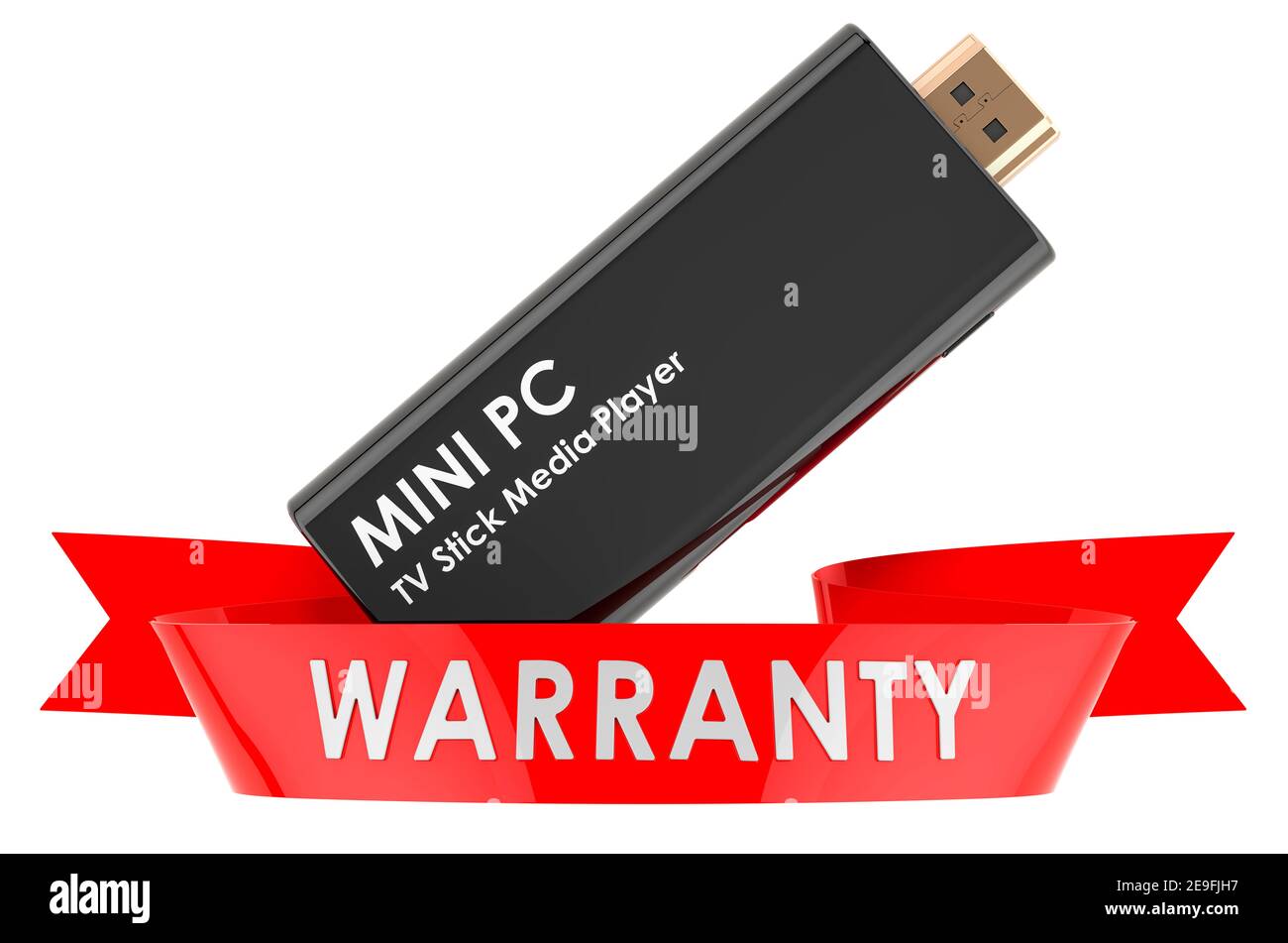 Concept de garantie clé électronique pour mini PC TV. Rendu 3D isolé sur fond blanc Banque D'Images