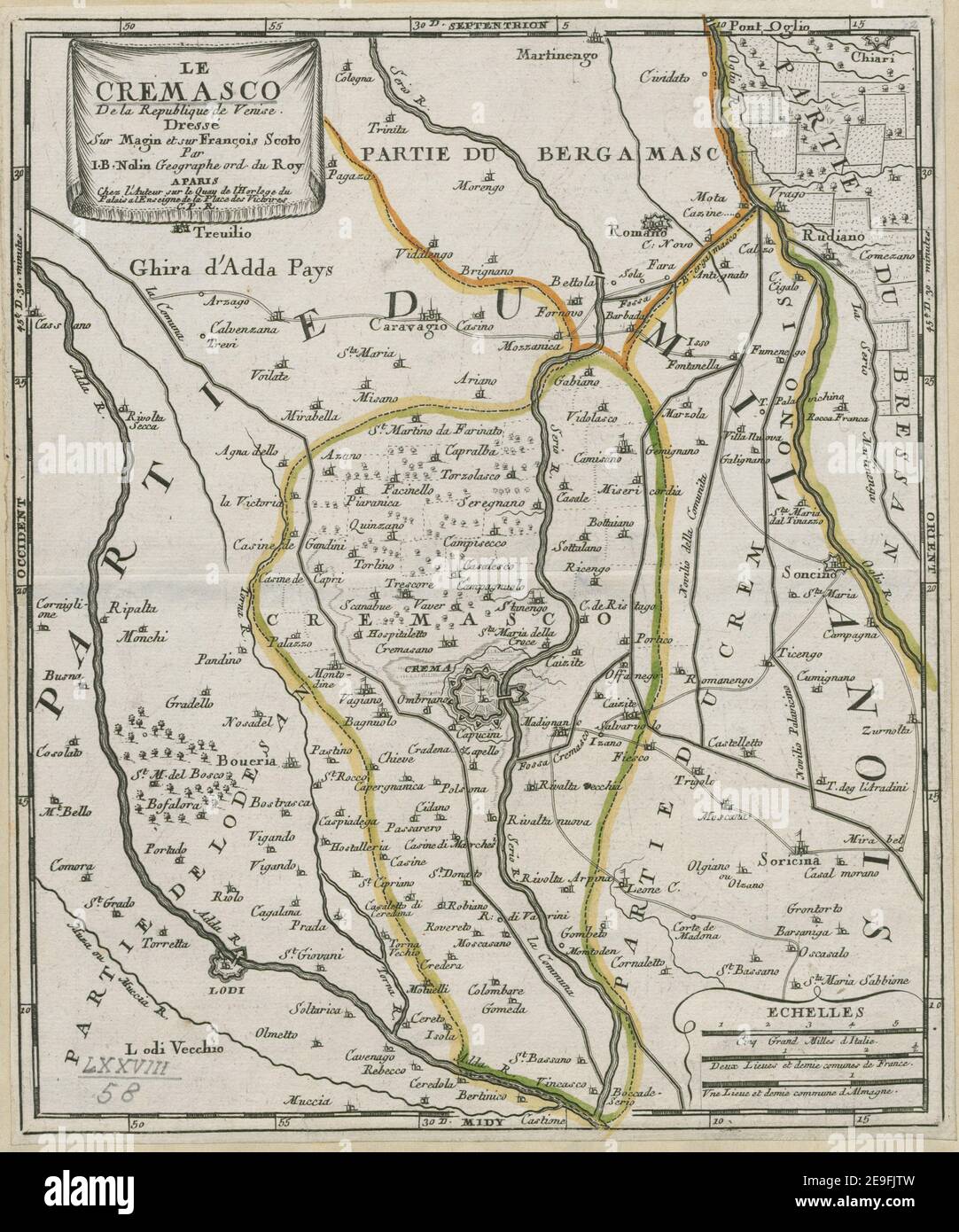 Le Cremasco De La Republique De Venise Auteur Nolin Jean Baptiste 78 58 Lieu De Publication A Paris Editeur Chez L Auteur Sur Le Quay De L Horloge Du Palais A L Enseigne De La Place