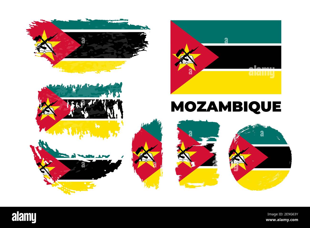 Résumé bonne journée de l'indépendance du Mozambique Brush drapeau arrière-plan Illustration de Vecteur