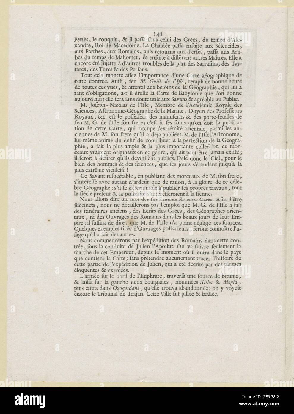 AVERTISSEMENT SUR LA CARTE DE LA BABYLONIE de seu M. GUILLAUME DE l'ISLE. De l'Académie Royale des Sciences, premier GeÃÅographe du Roi auteur bonne, Rigobert 114.72.b. Lieu de publication: [Paris] Editeur: De l'imprimerie de HERISSANT, imprimerie du Caninet du Roi, Date de publication: 1766. Type d'article: 8 pages Moyen: Texte typographique Dimensions: 25 cm ancien propriétaire: George III, Roi de Grande-Bretagne, 1738-1820 Banque D'Images