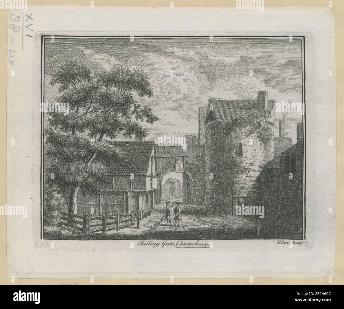 Riding Gate, Canterbury. Auteur Perry, Francis 16.38.w. Lieu de publication: [Londres ?] Éditeur: [Éditeur inconnu] Date de publication: [1760 c.] Type d'article: 1 imprimé milieu: Gravure Dimensions: Platemark 13.8 x 17.6 cm. Ancien propriétaire : George III, roi de Grande-Bretagne, 1738-1820 Banque D'Images