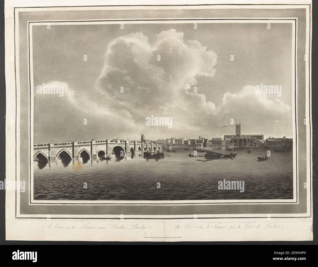 Vue sur la Tamise, près du London Bridge. = une VuÃàe sur la Tamise, preÃÅs le Pont de Londres. Auteur Jukes, Francis 27.42. Lieu de publication: [London] Éditeur: Publier selon les instructions de la Loi, par M. Acret, Wardour Street, Soho, 16 juin, Date de publication: 1786. Type d'article: 1 imprimé Moyen: Gravure et aquatint Dimensions: Feuille 46.4 x 60.6 cm [taillé dans un platemark] ancien propriétaire: George III, Roi de Grande-Bretagne, 1738-1820 Banque D'Images