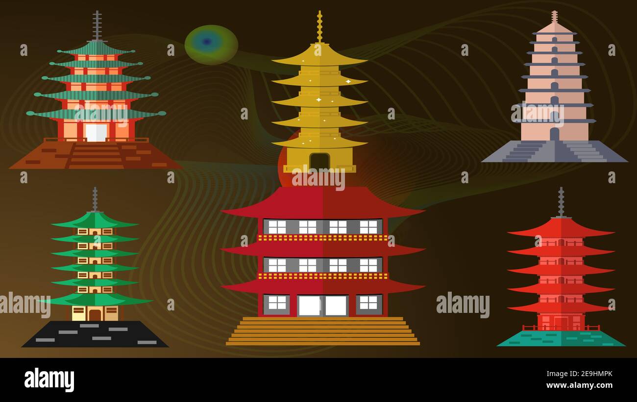 vecteur de conception artistique pagoda Illustration de Vecteur