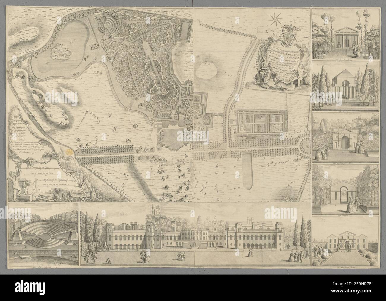 Plan du jardin et parc de Claremount a 15 milles de Londres une des maisons du duc de Newcastle auteur Rocque, John 40.19.a. Lieu de publication: [Angleterre] Éditeur: [Éditeur non identifié] Date de publication: 1738. Type d'article: 1 carte sur 2 feuilles Dimensions: 70 x 99 cm, draps 70 x 50 cm ancien propriétaire: George III, roi de Grande-Bretagne, 1738-1820 Banque D'Images