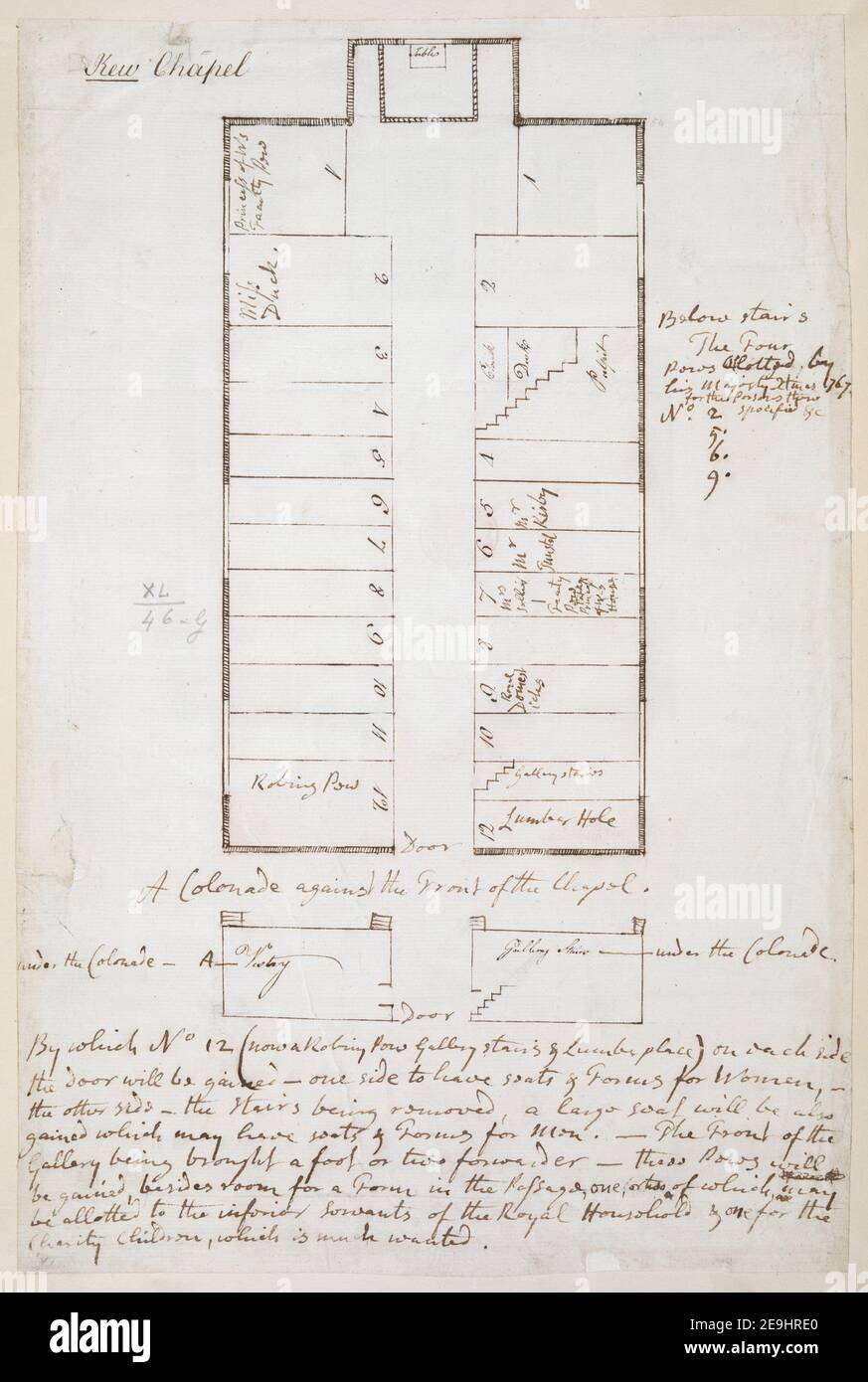 Chapelle Kew. Informations visuelles : titre : Chapelle Kew. 40.46.g. Date de publication: [Après 1714] Type d'article: 1 dessin Moyen: Stylo et encre noire Dimensions: Feuille 34.5 x 22.8 cm ancien propriétaire: George III, Roi de Grande-Bretagne, 1738-1820 Banque D'Images