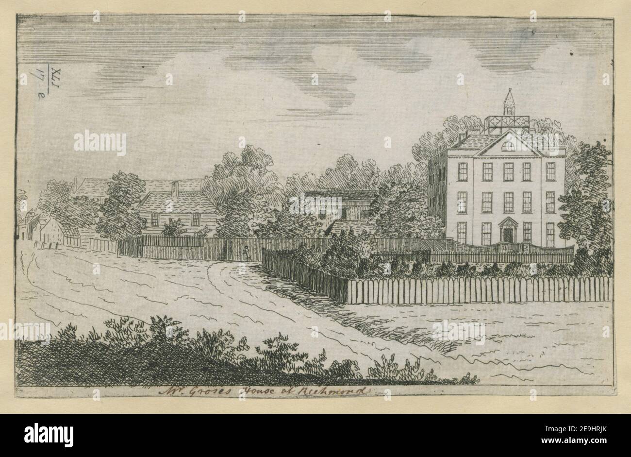 M. grosses House à Richmond . Information visuelle: Titre: [M. Grosse House à Richmond]. 41.17.e. Lieu de publication: [London] Éditeur: [Éditeur inconnu] Date de publication: [1740-1780s c.] Type d'article: 1 imprimé Moyen: Gravure Dimensions: Platemark 12.0 x 20.2 cm ancien propriétaire: George III, Roi de Grande-Bretagne, 1738-1820 Banque D'Images