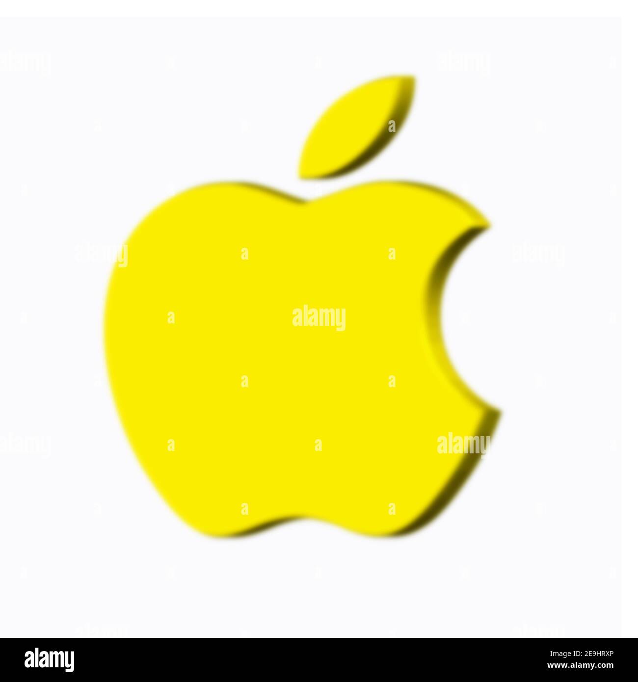 Logo doré de la société Apple, flou artistique abstrait Banque D'Images