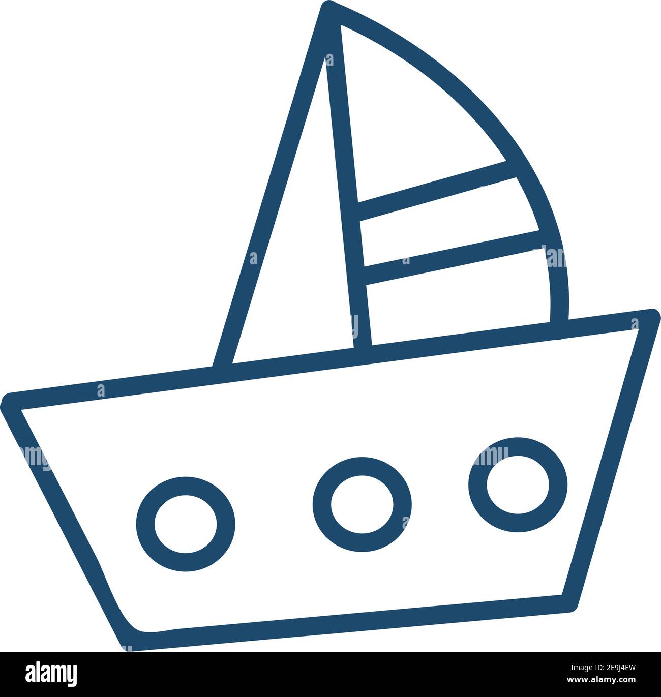 Petit bateau bleu, illustration, vecteur sur fond blanc. Illustration de Vecteur