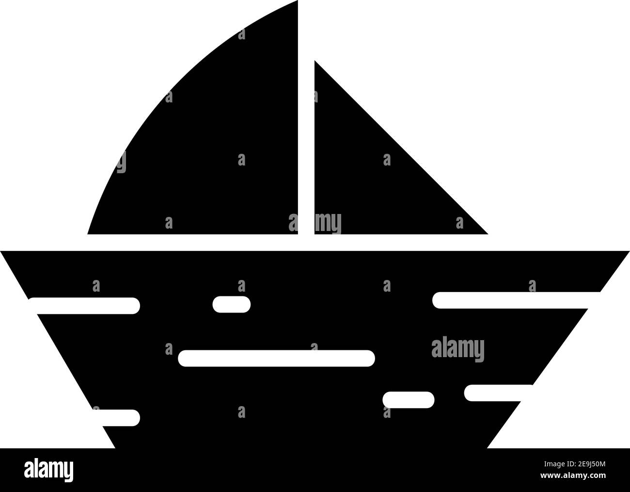 Voile petit bateau noir, illustration, vecteur sur fond blanc. Illustration de Vecteur