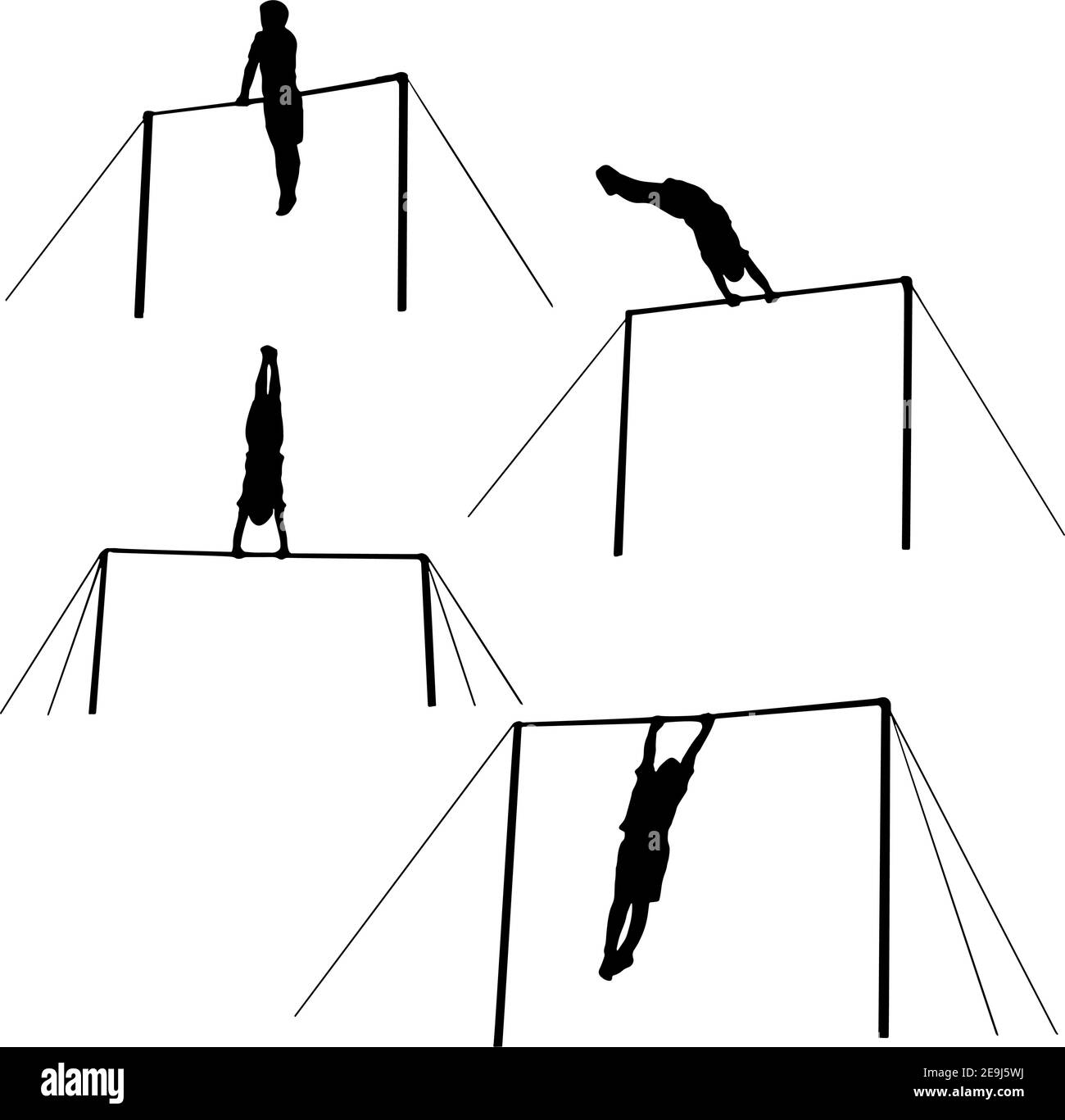 Gymnaste sur la silhouette de barre haute Illustration de Vecteur