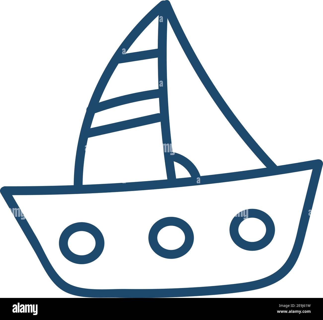 Petit bateau bleu, illustration, vecteur sur fond blanc. Illustration de Vecteur