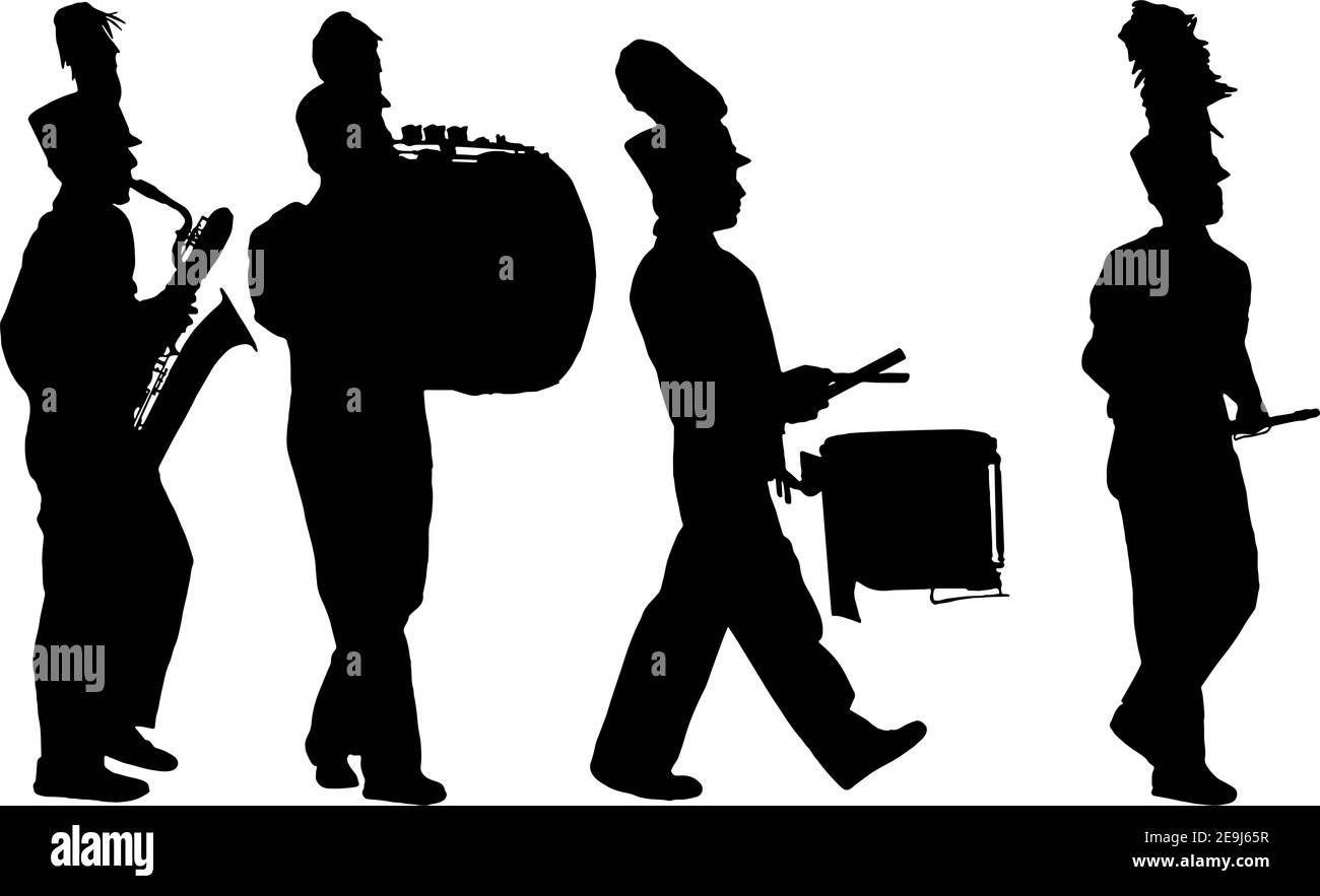 Bande de Marching Silhouette Illustration de Vecteur