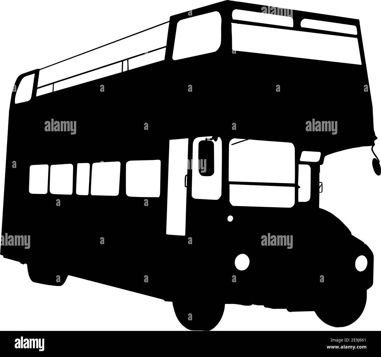 Silhouette de bus à impériale à ciel ouvert Illustration de Vecteur