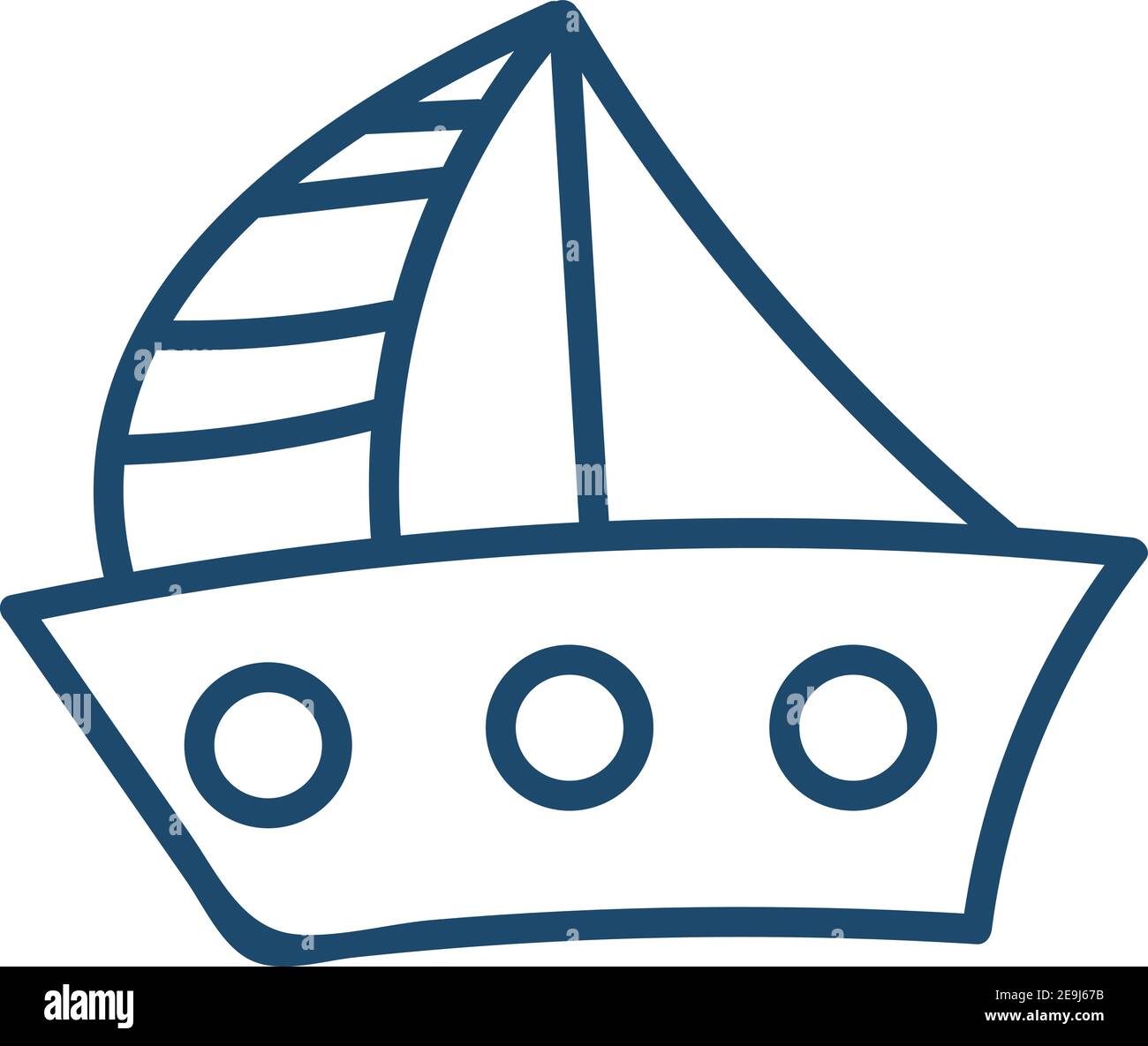 Petit bateau bleu, illustration, vecteur sur fond blanc. Illustration de Vecteur