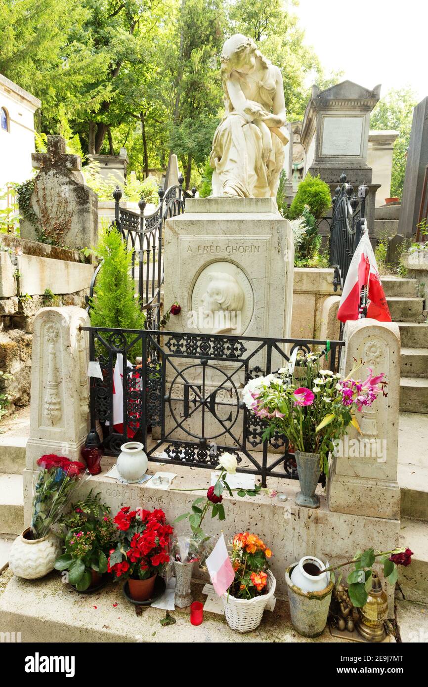 Paris, France la tombe de Frédéric Chopin au cimetière du Père Lachaise Photo Stock Alamy