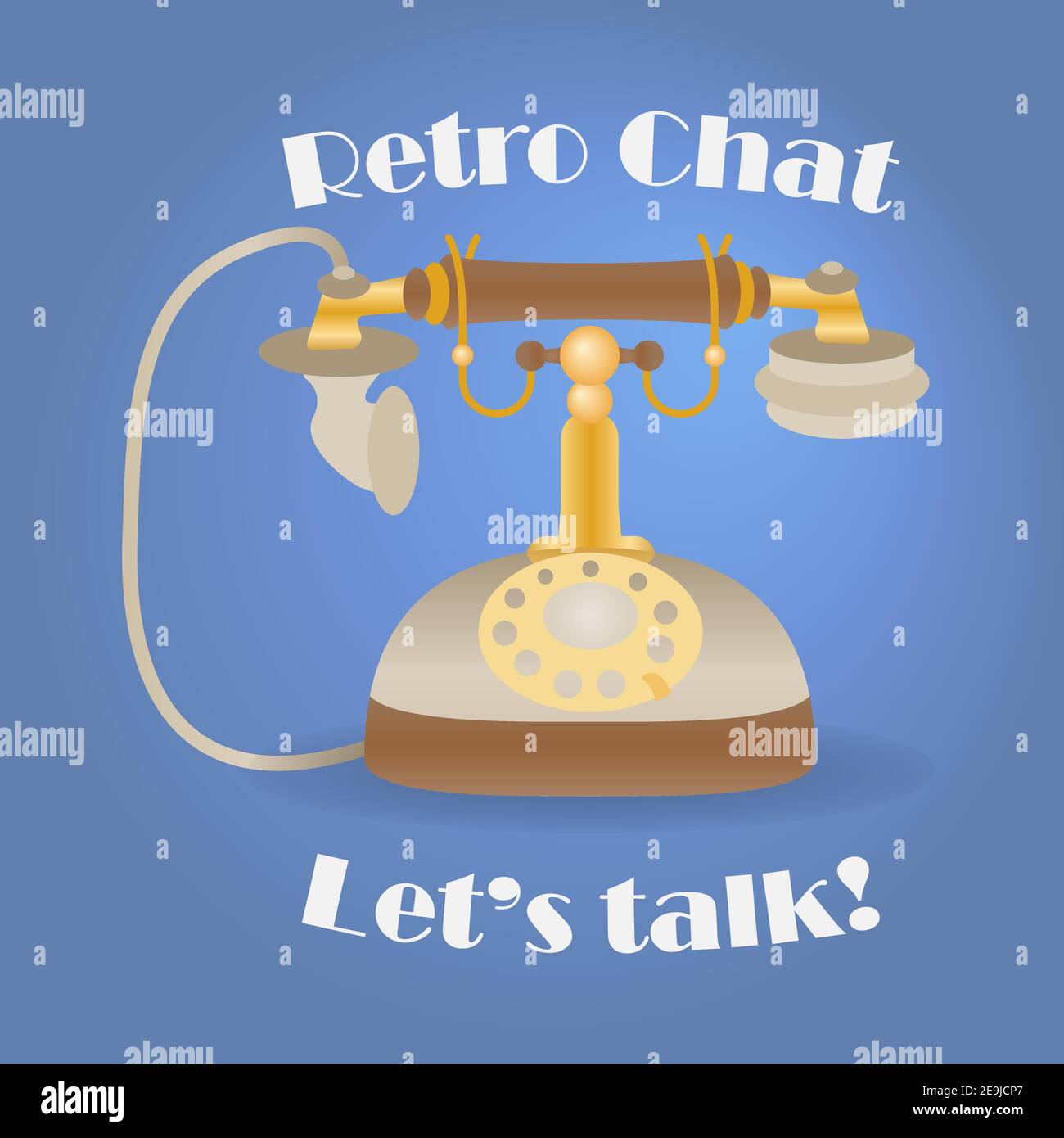 Ancien téléphone vintage avec texte "Retro Chat" Illustration de Vecteur