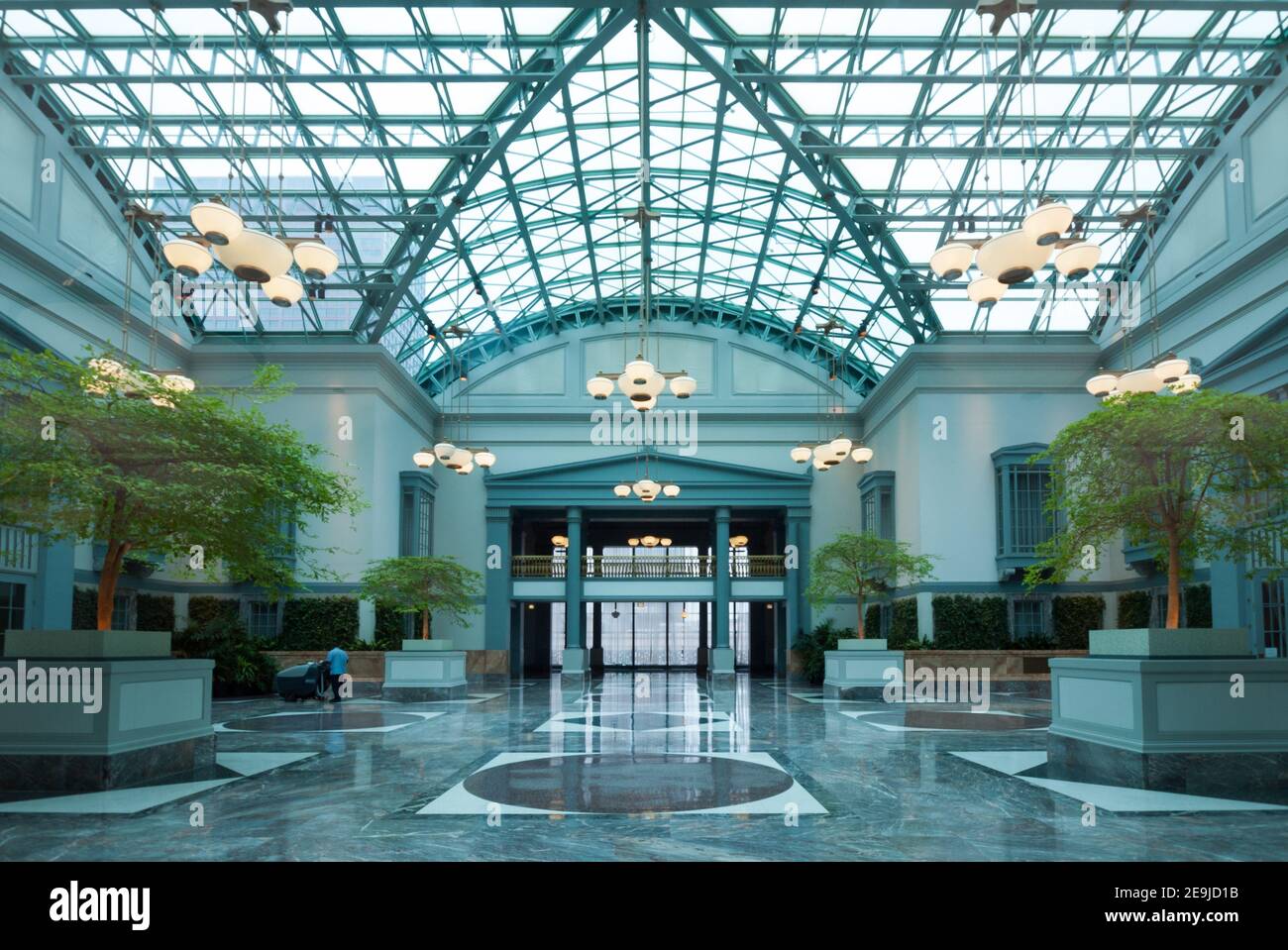 Le jardin d'hiver, le point fort architectural du Harold Washington Library Center à Chicago, Illinois. Banque D'Images