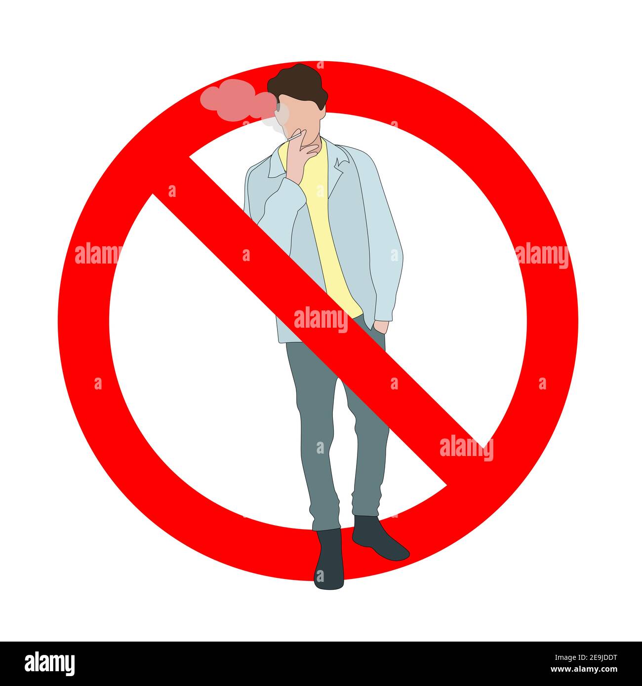 Pas de fumée, interdiction de fumer dans l'espace, Cross man fume. Habitudes malsaines, interdire et interdire la fumée, ne pas fumer, interdiction de fumer, illustration vectorielle Illustration de Vecteur