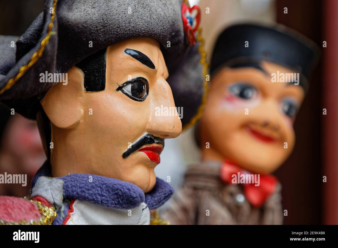 LYON, FRANCE, 4 février 2016 : Théâtre Guignol. 200 ans après la création, l'esprit original du spectacle de marionnettes subsiste encore dans sa ville natale de Lyon, Banque D'Images