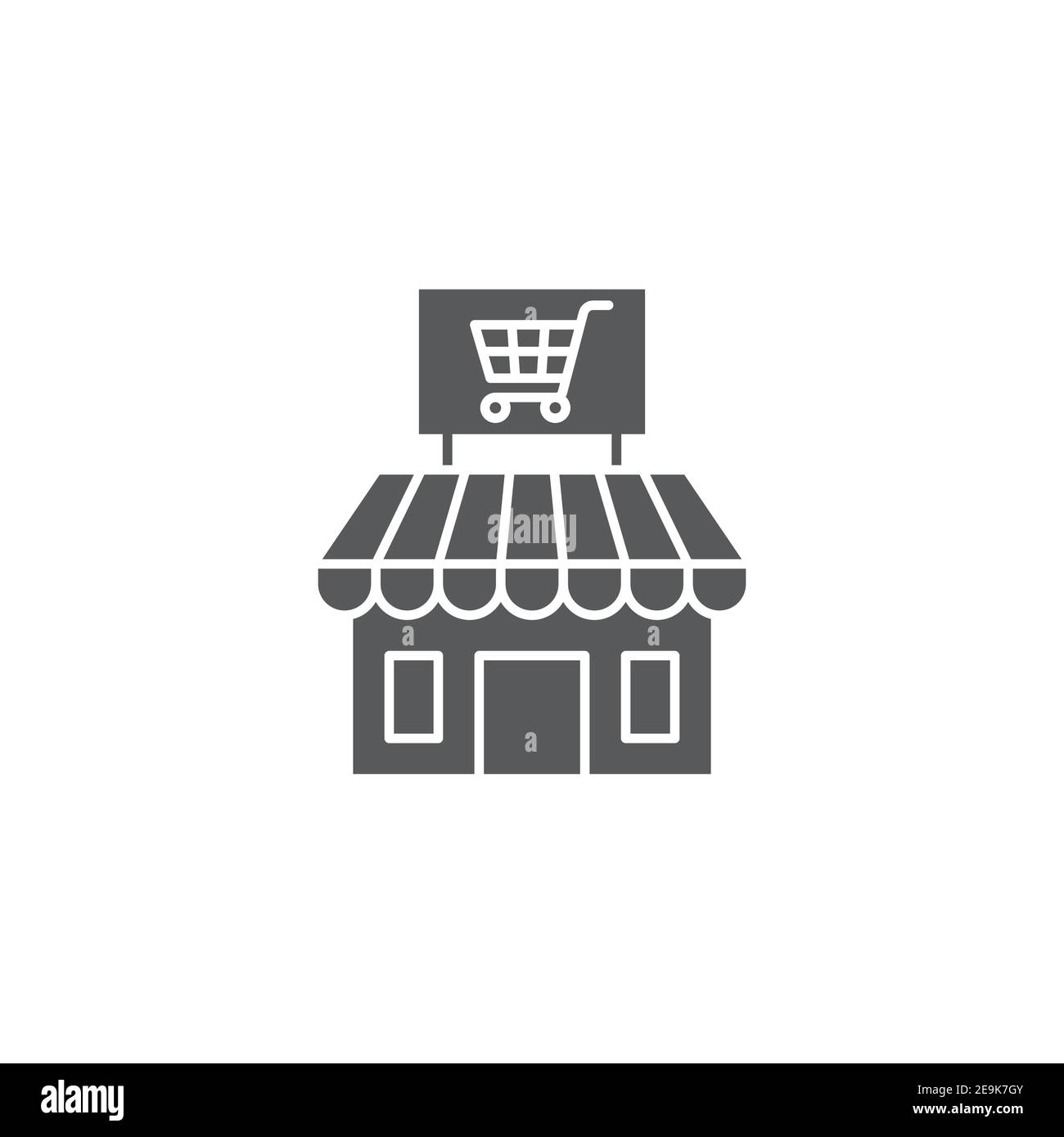 Marché, icône de magasin, couleur, ligne, signe vectoriel de contour ...
