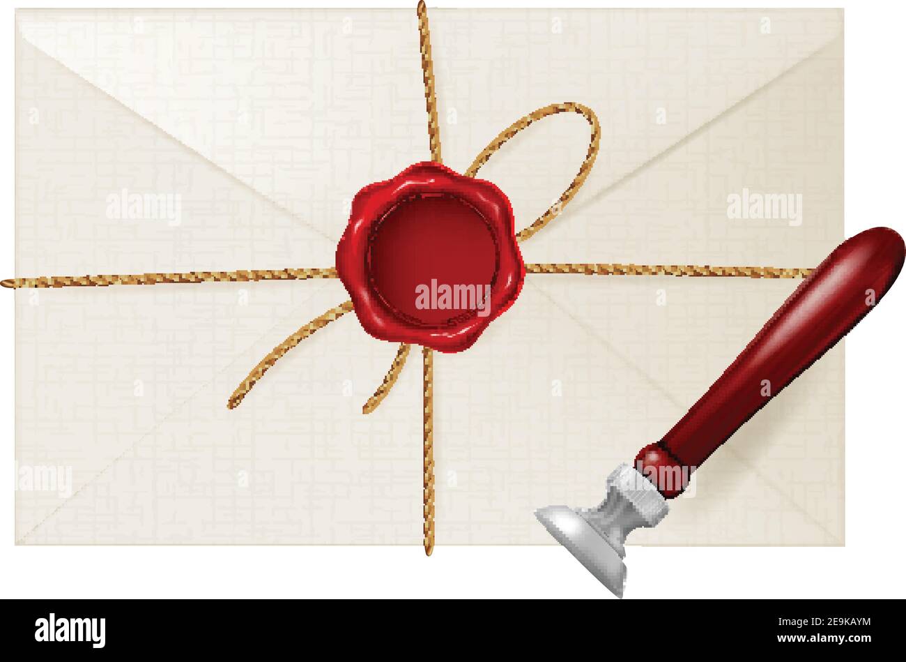 Enveloppe avec joint de cire et outil de marquage. Illustration vectorielle. Illustration de Vecteur