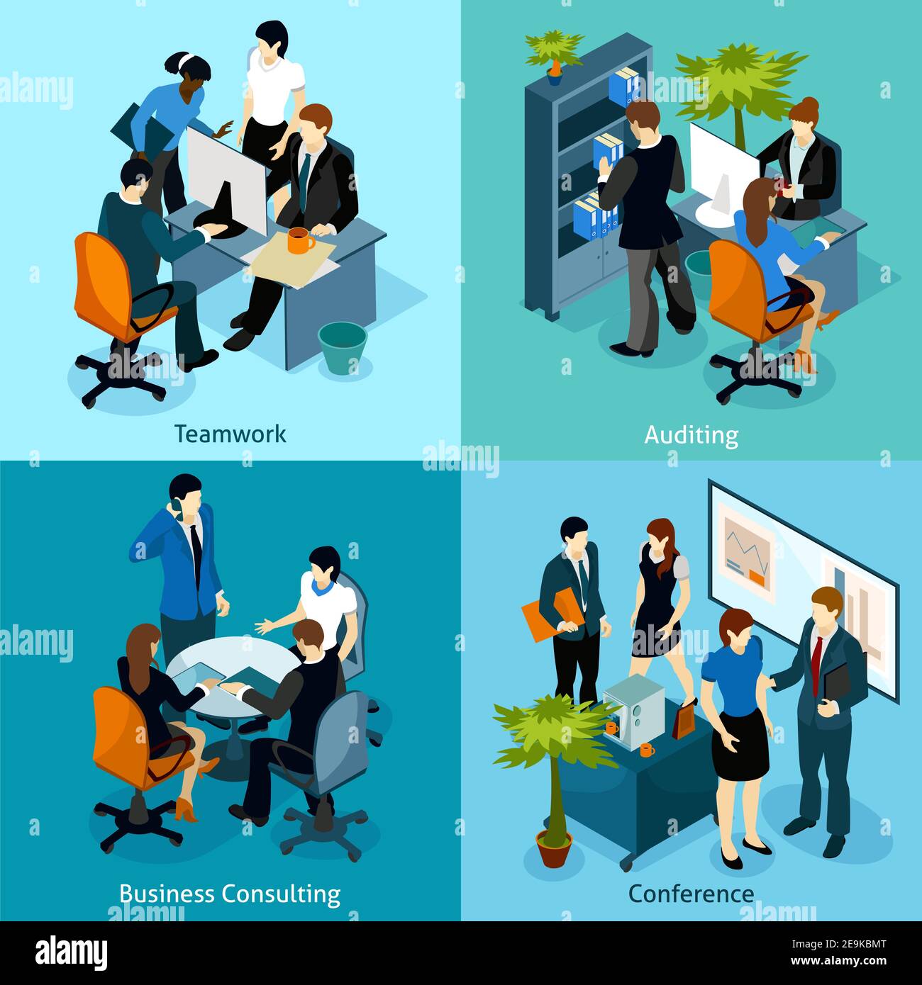 Quatre icônes isométriques avec des employés de bureau dans l'audition de travail d'équipe illustration de vecteur de conférence et de conseil d'entreprise Illustration de Vecteur Quatre icônes isométriques avec des employés de bureau dans l'audition de travail d'équipe illustration de vecteur de conférence et de conseil d'entreprise Illustration de Vecteur