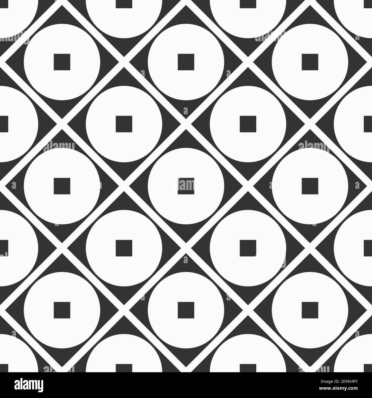 Motif géométrique abstrait sans couture. Losange avec carrés à l'intérieur. Décoration géométrique répétée. Imprimé graphique simple. Arrière-plan monochrome vectoriel. Illustration de Vecteur
