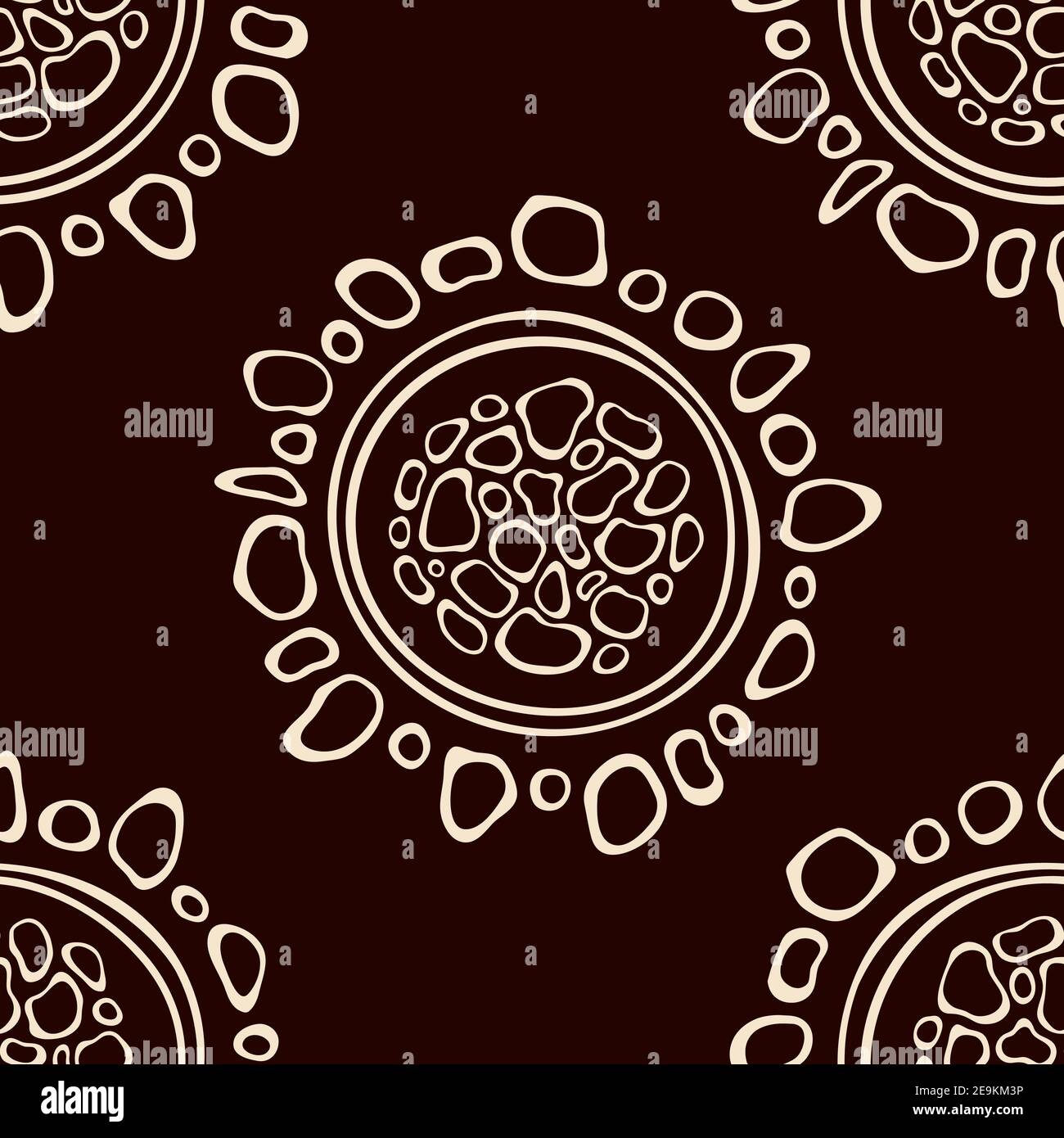 Motif aborigène australien sans couture avec cercles, rayures tortravers, isolé sur fond marron. Une texture élégante sans fin. Texture ethnique. Vecteur. Illustration de Vecteur