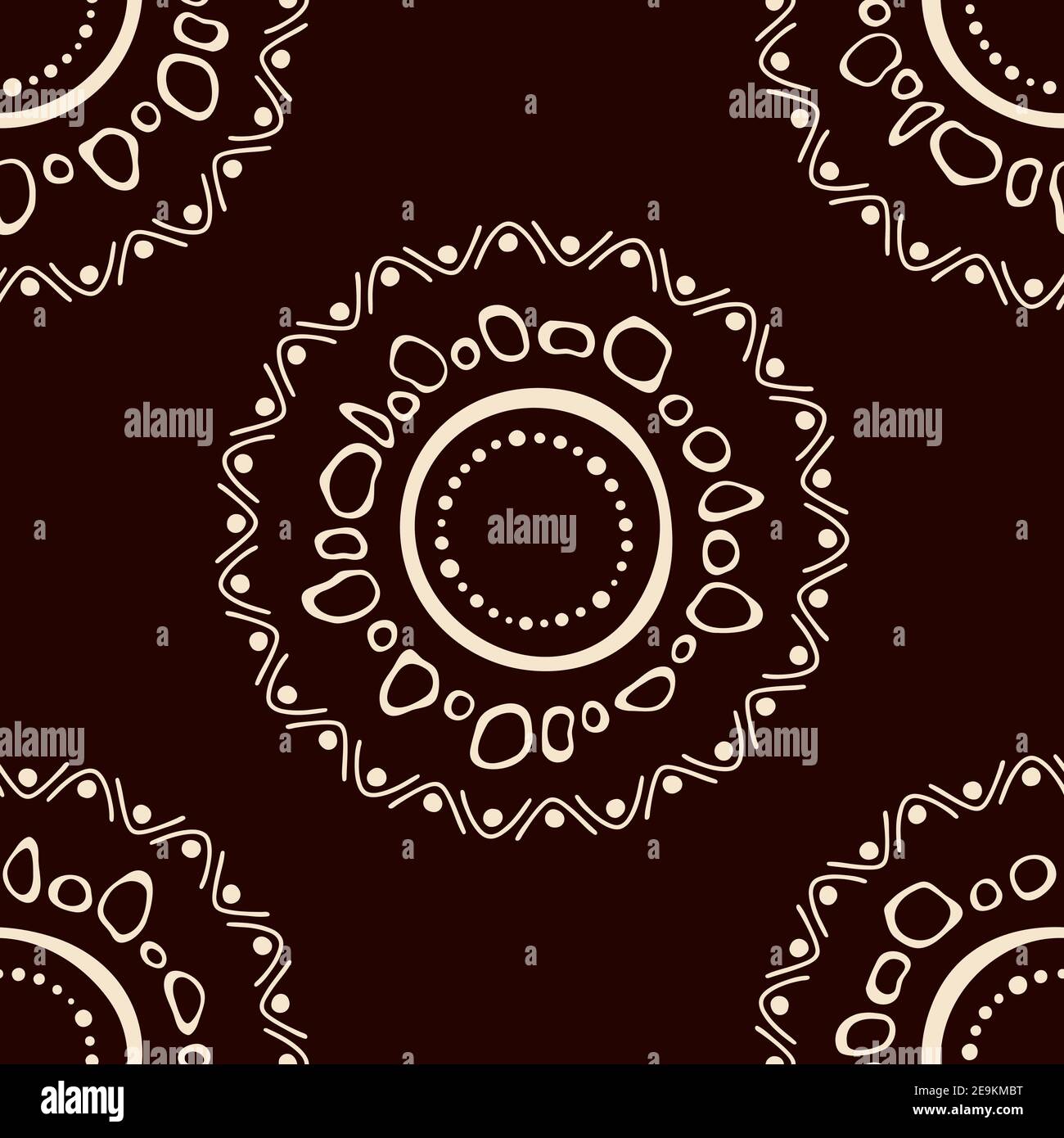 Motif aborigène australien sans couture avec cercles, bandes tortravers, points, isolé sur fond marron. Une texture élégante sans fin. Texture ethnique. Illustration de Vecteur