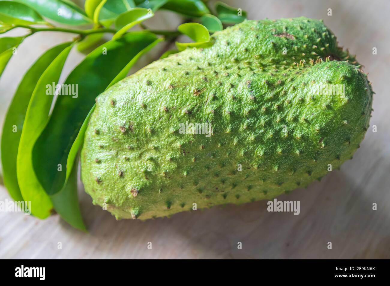 Mûre fruit de soursop avec feuilles de soursop Banque D'Images