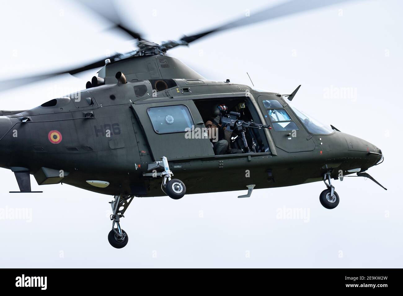 Un hélicoptère militaire AW109 AgustaWestland du 17e Escadron de l'Armée de l'Air belge. Banque D'Images