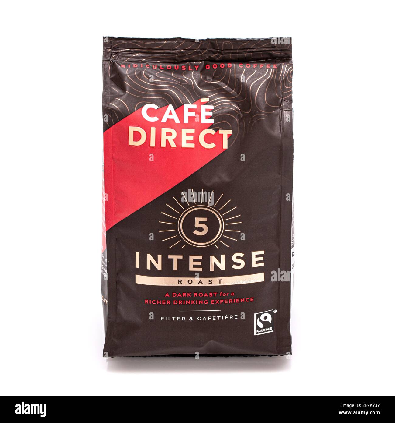 Paquet de café moulu torréfié intense et foncé Cafe Direct Fairtrade — free download