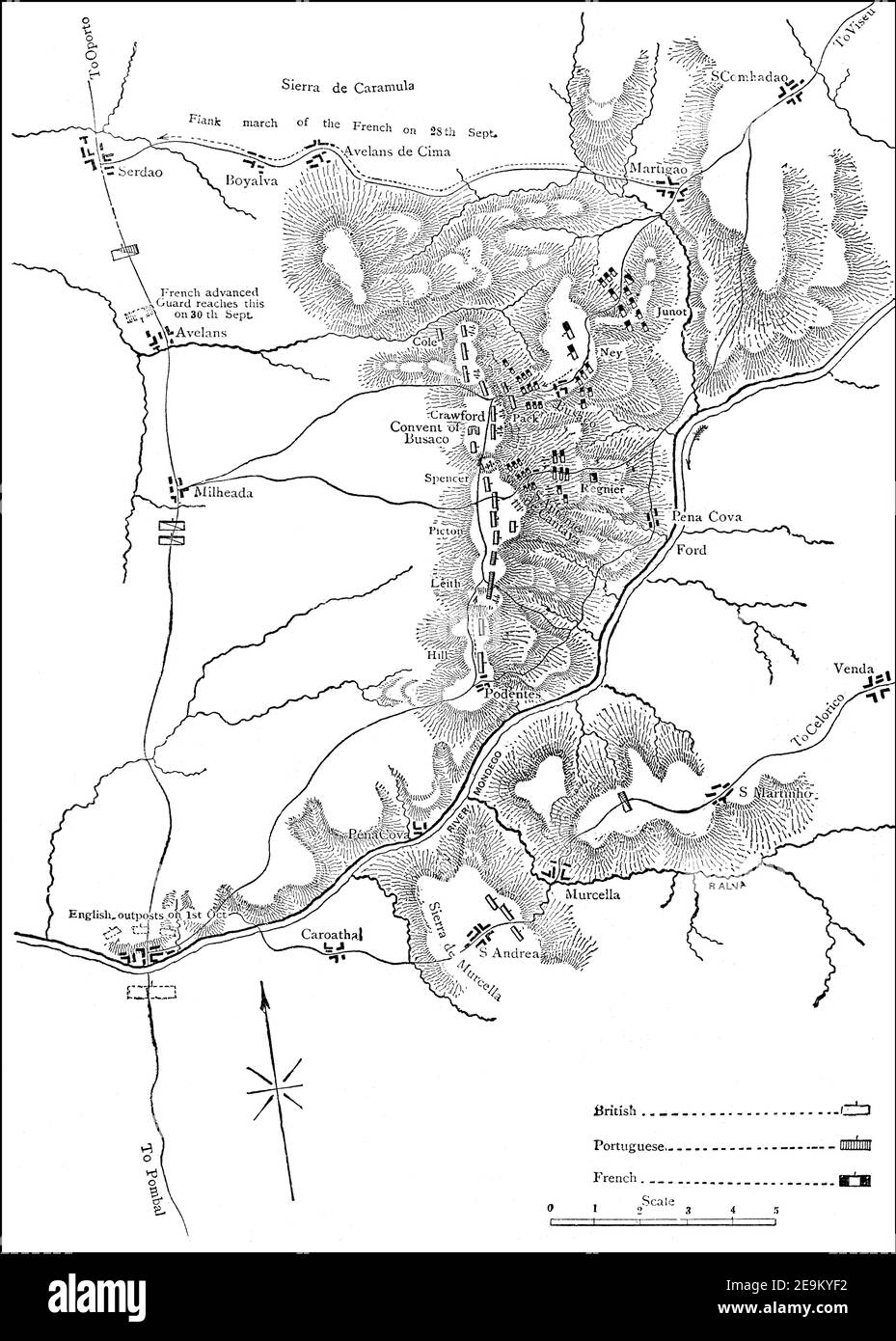 La bataille de Buçaco, guerre péninsulaire, 27 septembre 1810, des batailles britanniques sur terre et mer par James Grant Banque D'Images