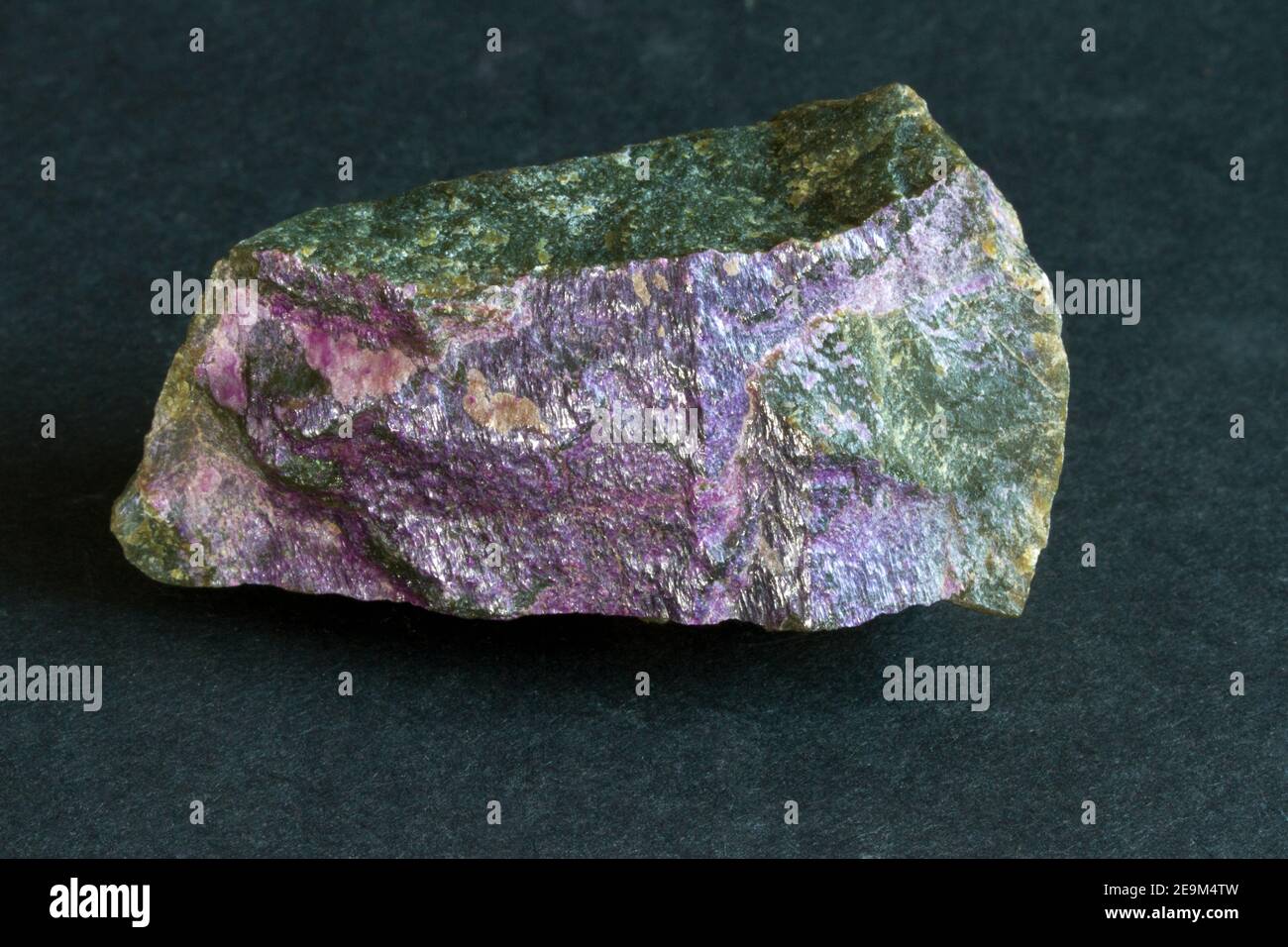 La lépidolite minérale pourpre peut également se présenter dans d'autres couleurs selon les traces de manganèse dans le réseau de cristal. Banque D'Images