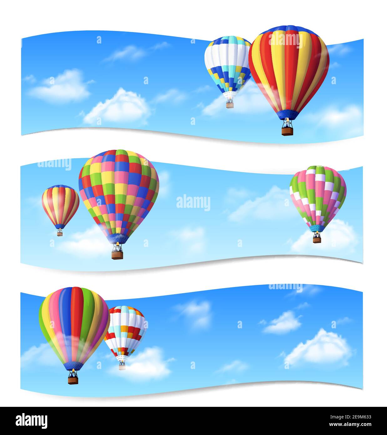 Bouquet de ballons colorés sur le ciel Concept d'illustration vectorielle  réaliste