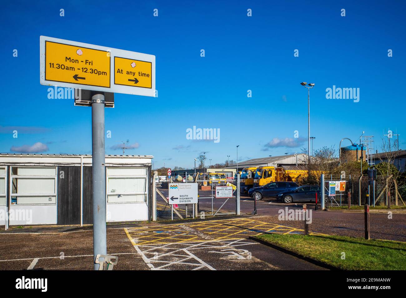 Dépôt d'entretien des autoroutes Cambridgeshire UK - Cambridgeshire County Council South Highways Depot à Whittlesford. Banque D'Images