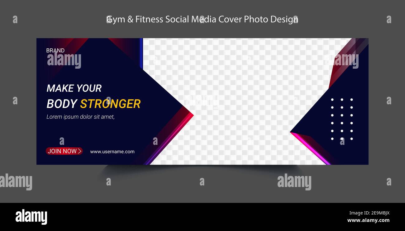 Design de modèle de bannière Web fitness Premium. Chronologie des médias sociaux couverture photo Design pour l'entreprise de culturisme Illustration de Vecteur