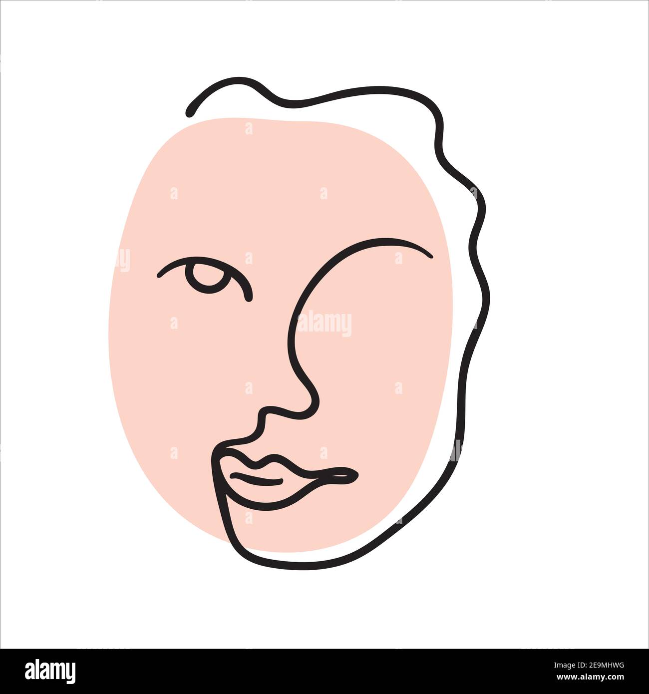 Art abstrait ligne visage peinture portrait contemporain Illustration de Vecteur