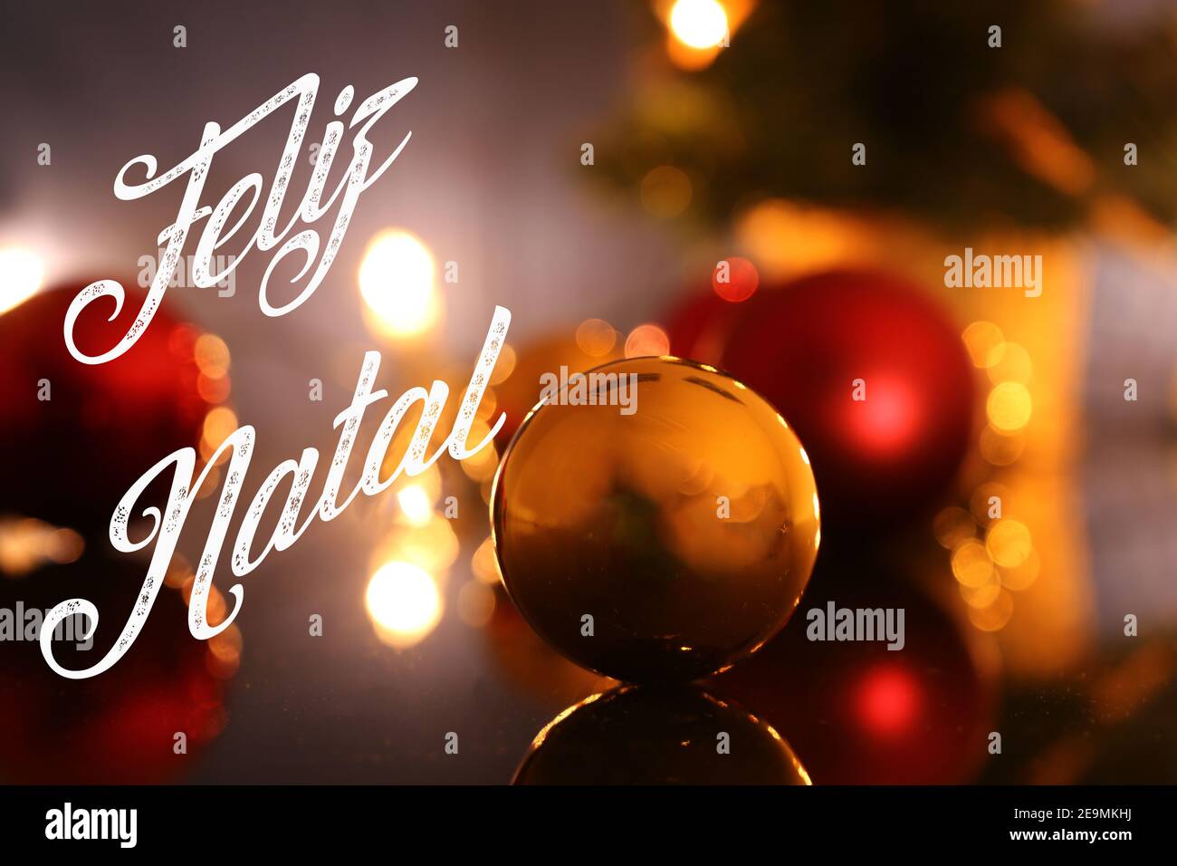 Text feliz natal merry christmas portuguese Banque de photographies et