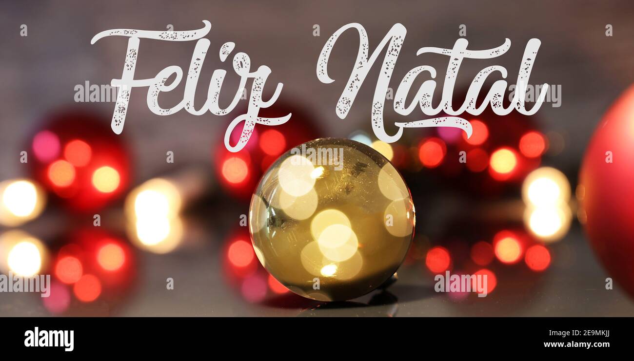 Text feliz natal merry christmas portuguese Banque de photographies et