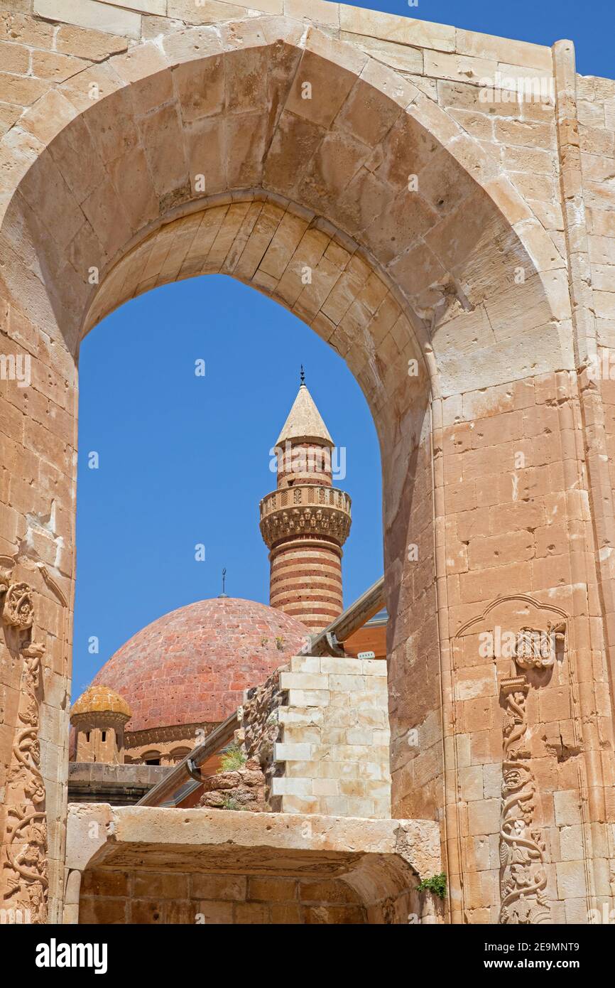 Palais Ishak Pasha du XVIIe siècle / İshak Paşa Sarayı, palais de l'époque ottomane dans le district Doğubeyazıt de la province de Ağrı, dans l'est de la Turquie Banque D'Images