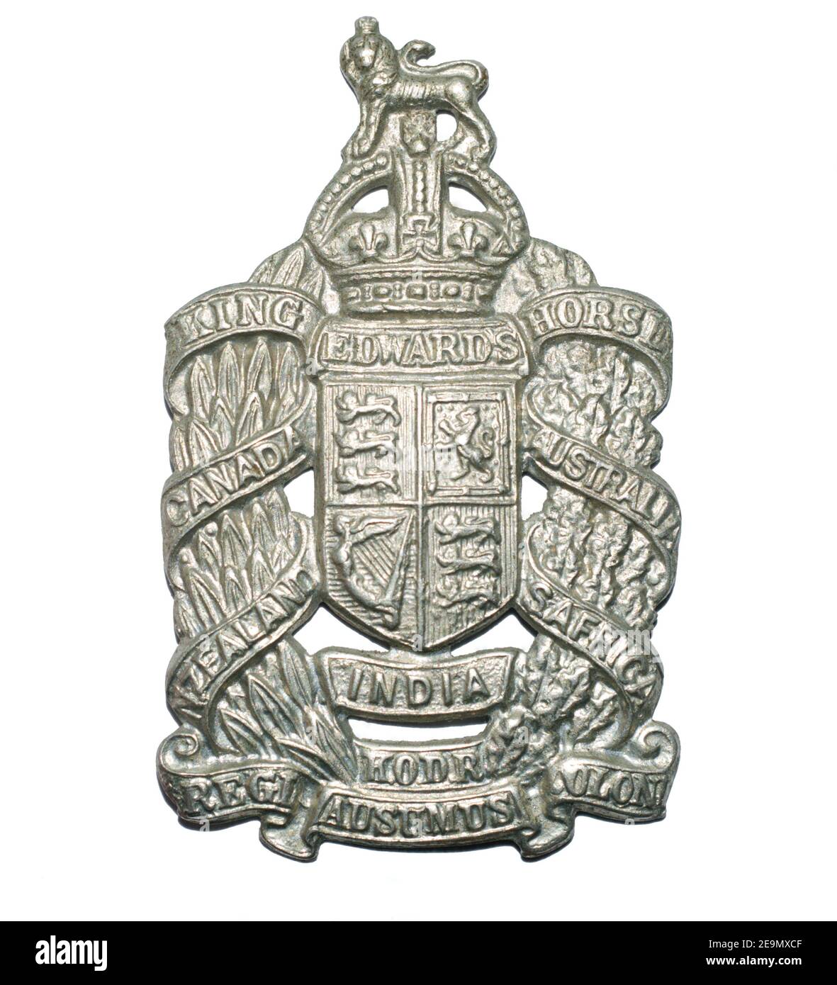 Un insigne de la PAC du cheval du Roi Edward (le Régiment des dominions d'outre-mer du Roi) c. 1901-1924. Banque D'Images