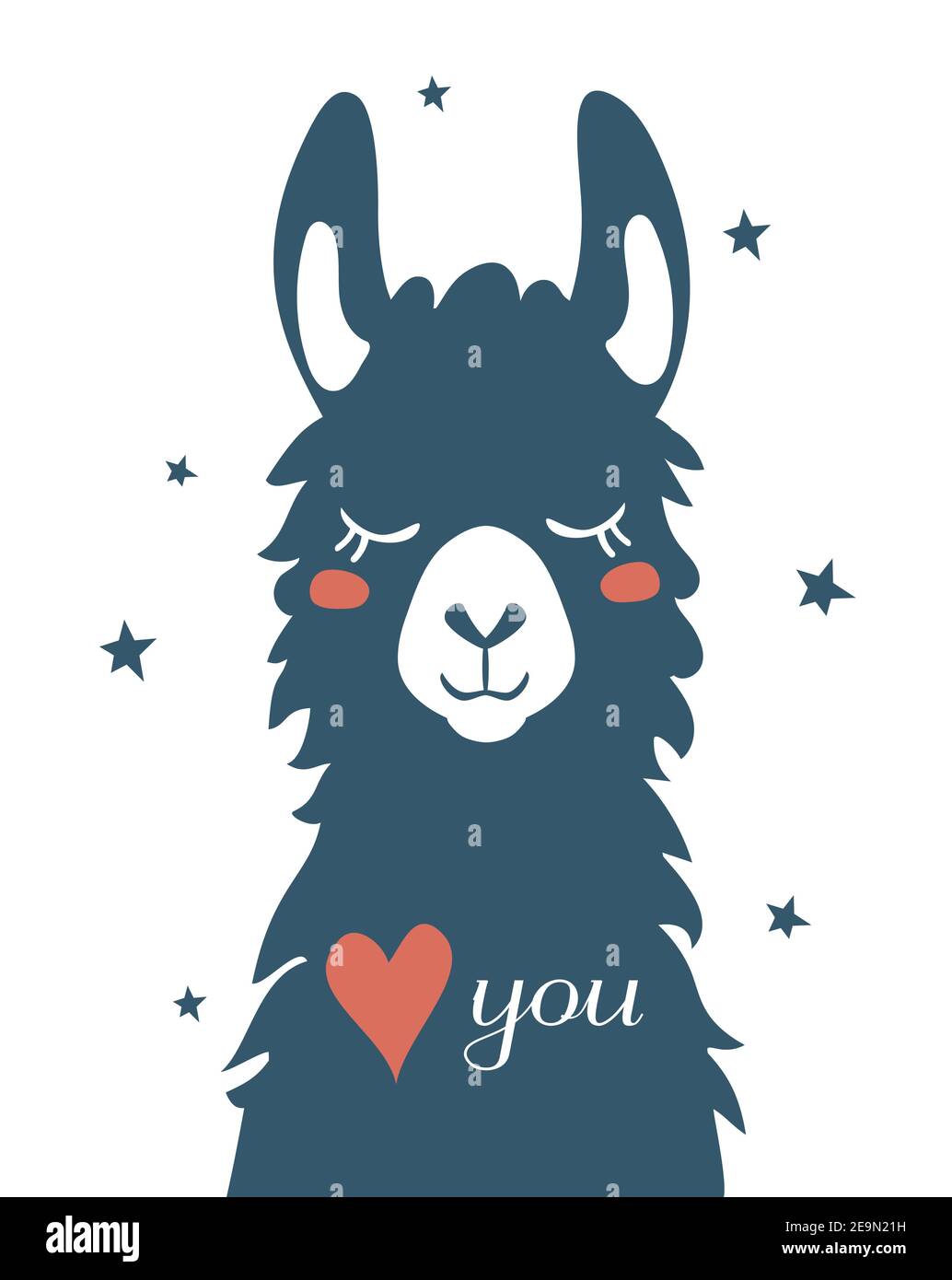 Llama Alpaca, illustration de la carte de Saint-Valentin. Asie de l'est, États-Unis, Résumé, Albino, Animal Illustration de Vecteur
