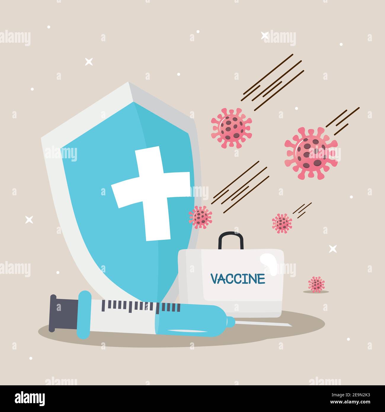 kit de vaccins contre le virus covid19 avec écran et seringue Illustration de Vecteur